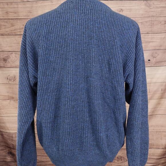 Peconic Bay Traders Sweater Mens Large Blue Knit Pullover Made USA Casual Warm - Picture 5 of 8